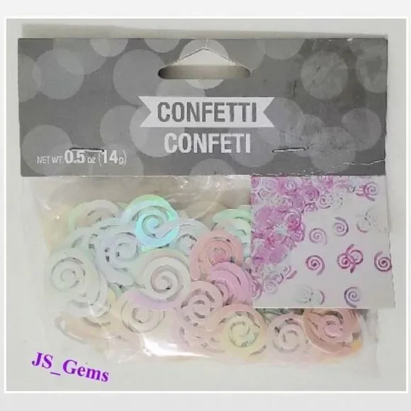 New Confetti White Holographic Party Swirls Home Table Top Decoration NWT