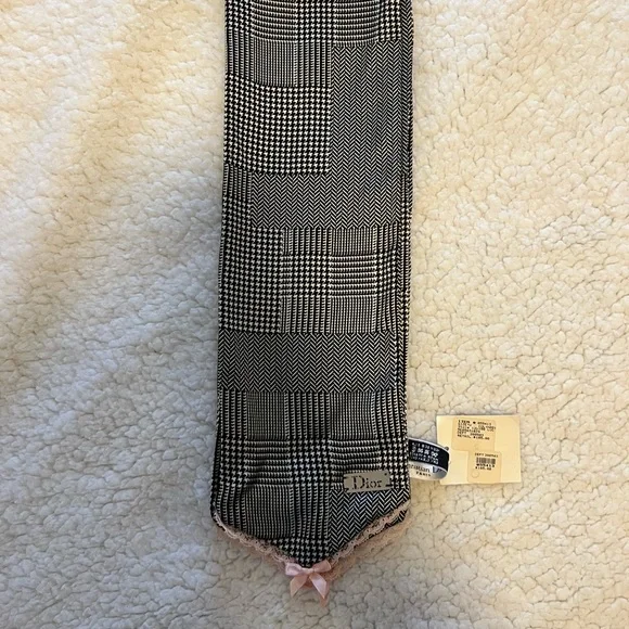Christian Dior Houndstooth Silk Scarf