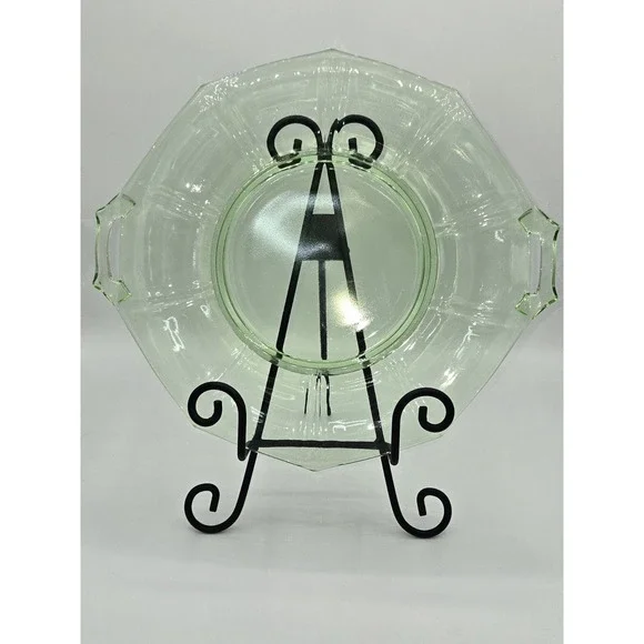 Depression Glass Green‎ Uranium Serving Plate with Handles 11.5