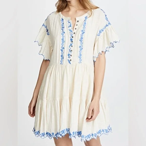 Free People Embroidered Oversized Boho Dress (Small)