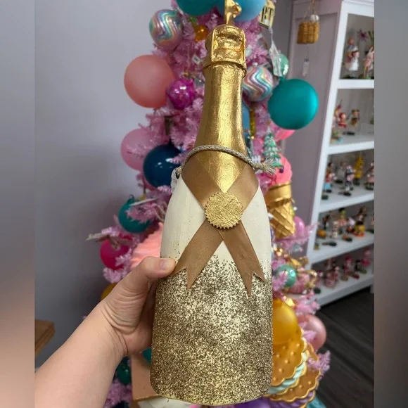 CHAMPAGNE paper mache BOTTLE DISPLAY – Glitterville