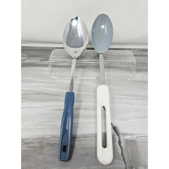 Vintage Bonny Blu and White Serving‎ Spoon USA 12 Inch Retro Kitchen Ware +extra