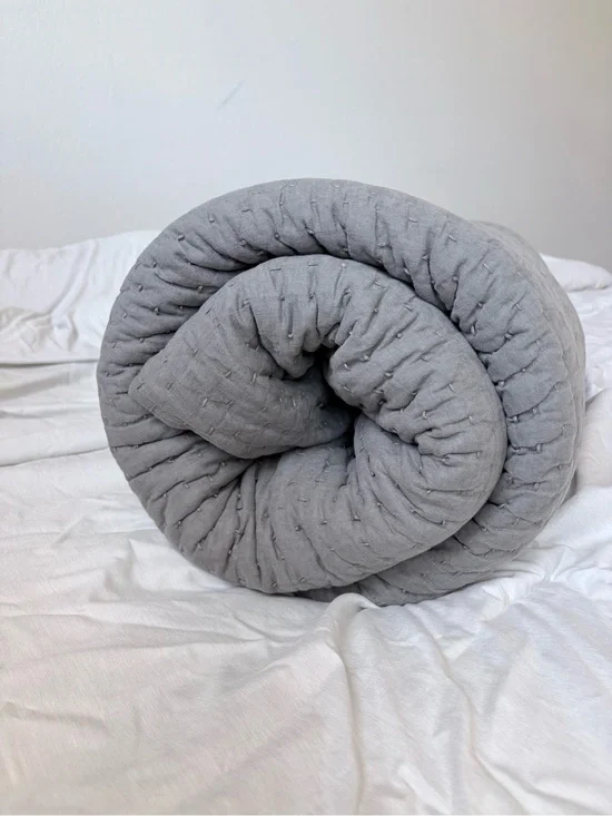 Pottery Barn Light Gray Quilted Comforter