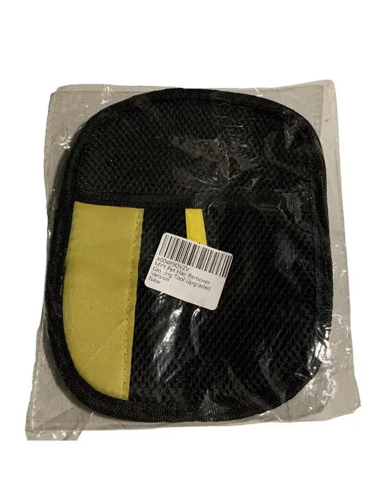 FurZap Pet Hair Remover Grooming Glove Mitt Black Yellow Reusable NEW