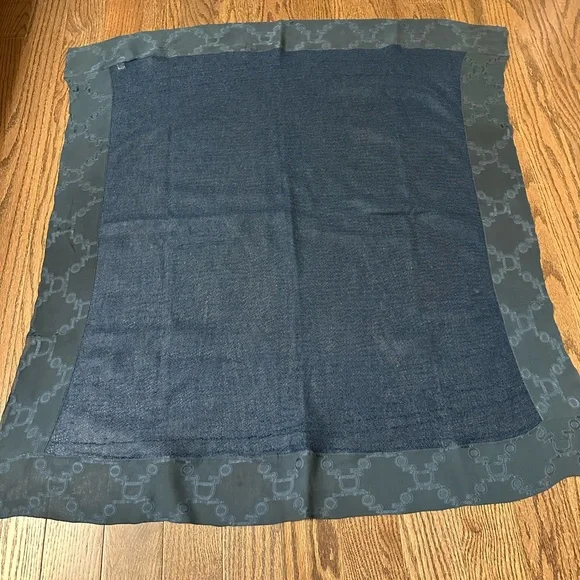 AUTH WOMENS CHRISTIAN DIOR SILK MOHAIR LOGO SHAWL, SCARF, 40”x40”
