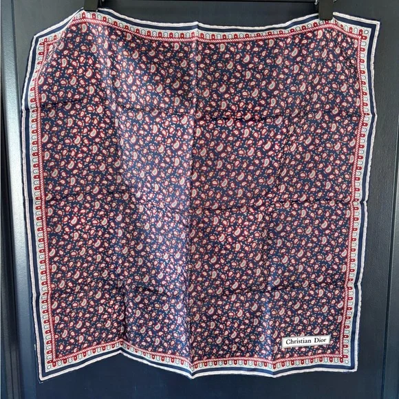 Christian Dior VTG Classic Paisley Square Scarf