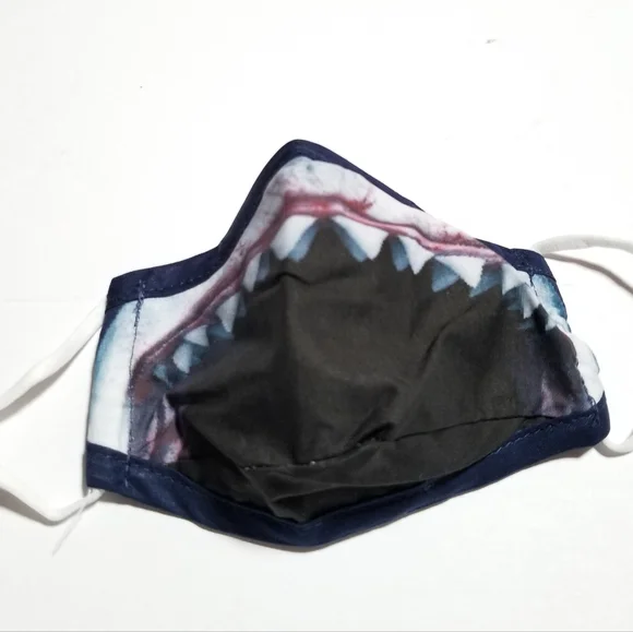 - SALE 7.00- KIDS Shark Face Mask w/Shark Mouth Black/White