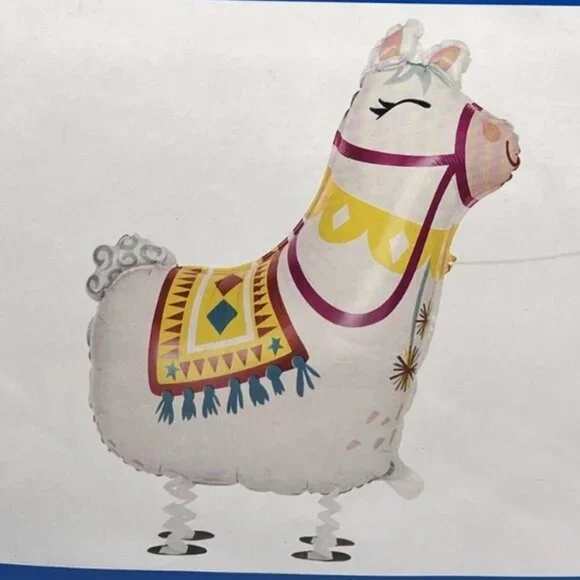 3-2-1PARTY WALKING LLAMA FOIL MYLAR HELIUM BALLON 29''H- with RIBBON PARTY DECOR
