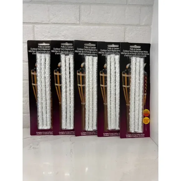 Pepperell Braiding Co. Outdoor Fiberglass Tiki Torch Replacement Wicks Set of 15