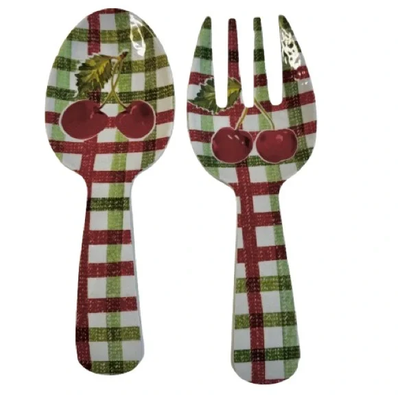Cherry Checkered Salad Serving Set