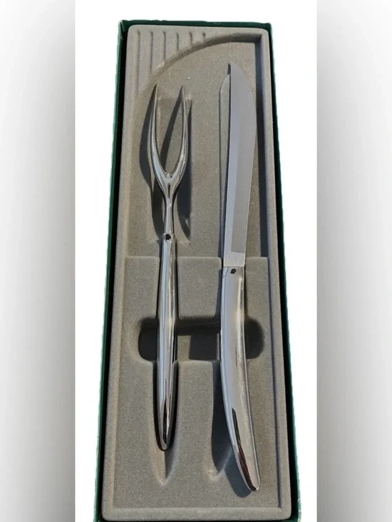 Polished Stainless Steel Carving Knife & Fork Set - Towle Silversmith