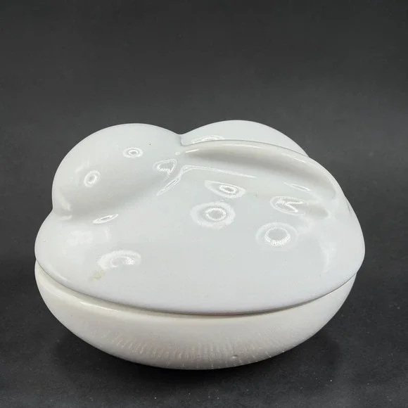 Pottery Barn Easter White Ceramic Bunny Rabbit Small Canister‎ Lidded Candy Dish