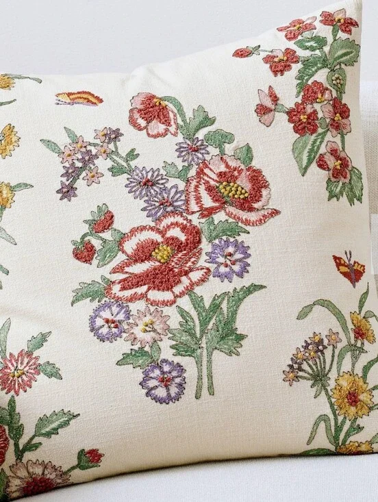 Pottery Barn Felicity Floral Embroidered Pillow Cover New With Tags