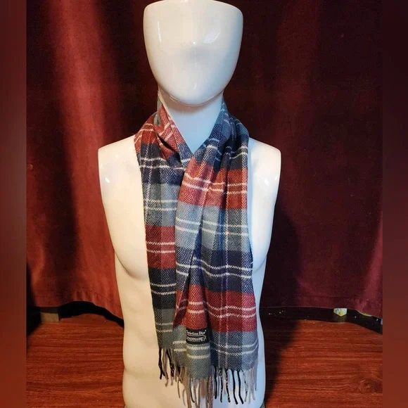vintage Christian Dior plaid fringe scarf