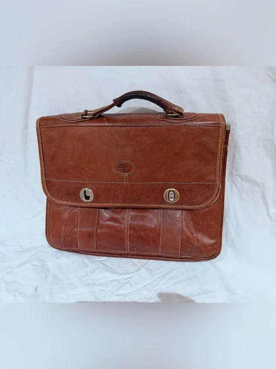 Vintage Classic Brown Cow Leather Briefcase - made in Brazil
