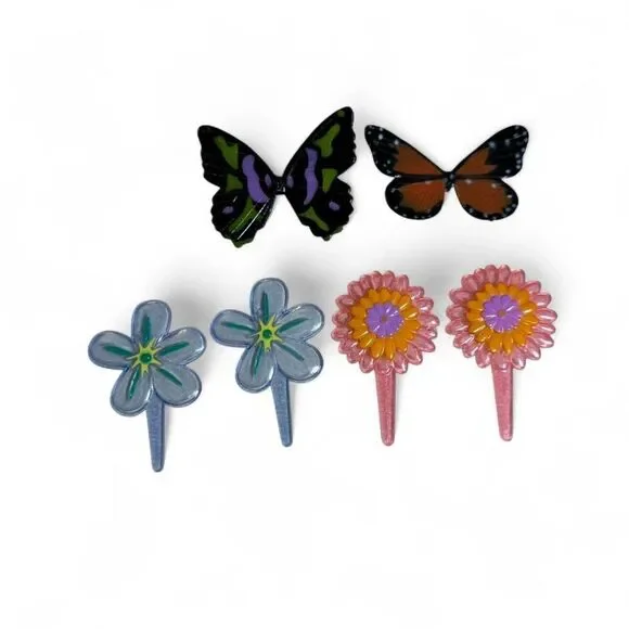 2001 Flower Butterfly Cupcake Picks Cake Toppers Y2K Party Decor Scrapbooking