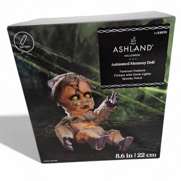 NEW Ashland animated creepy mummy light up baby doll tantrum mode‎ with voice