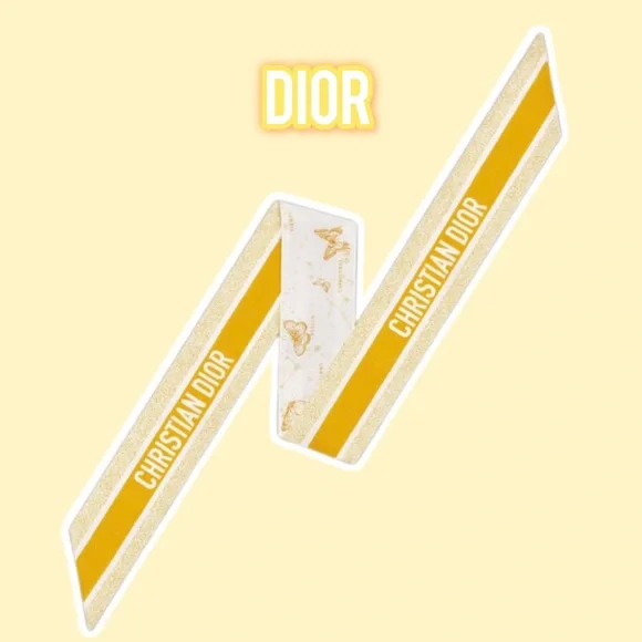 Christian Dior Yellow Butterfly Twilly Scarf