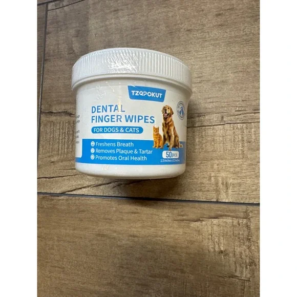 TZQPOKUT Dog Cat Dental Finger Wipes Oral Hygiene Tartar Plaque‎ Cleaning