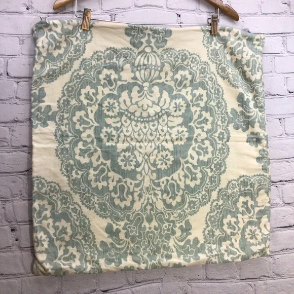 Pottery Barn‎ Pillow Sham Cover Zippered Green White 24X24