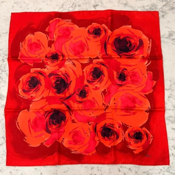 Dior Red Floral Silk Scarf- Brand new in the Box