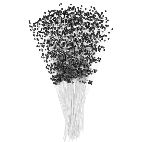 48pcs Beaded Stick Bride Wedding BLACK Pearl Bouquet Party Decoration Decor