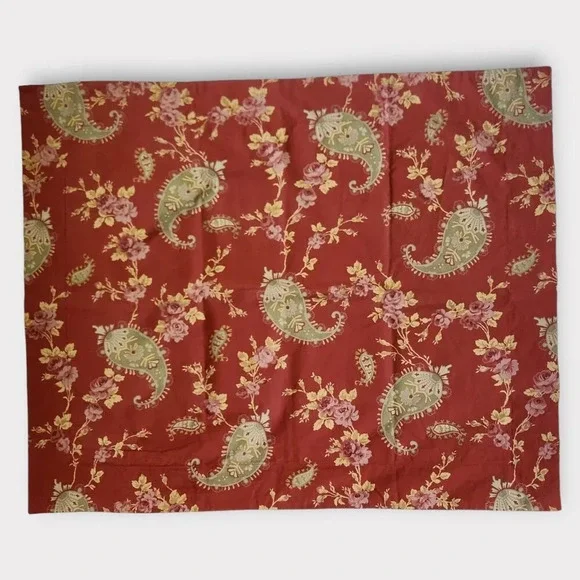 Pottery Barn Cotton King Sham Red Paisley Floral Print