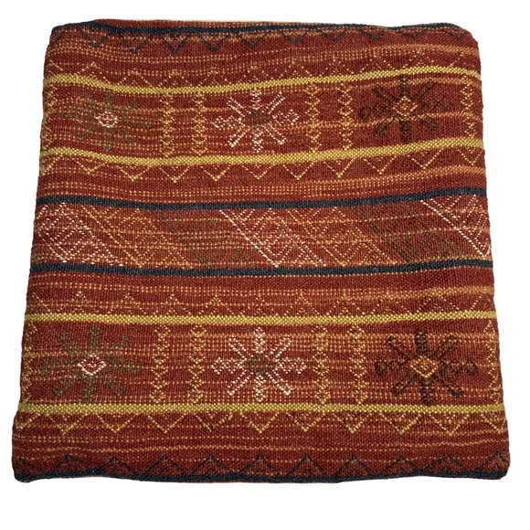 Pottery Barn kilim pillow Cover case western southwest red rust burgundy‎ boho