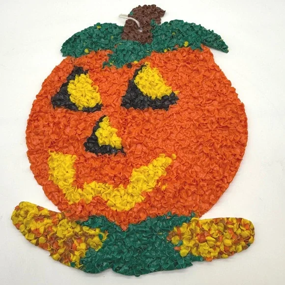 Vintage Halloween‎ Pumpkin Plastic Popcorn Decoration Wall Hanging Decor