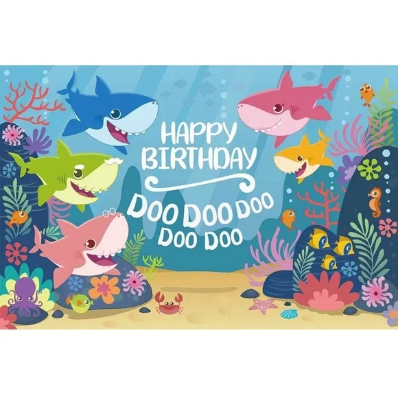 🦈 5x3ft Baby Shark Backdrop for Birthday Party