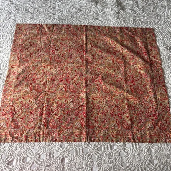 Pottery Barn Red Gold Teal Paisley 100% Cotton Pillowcase