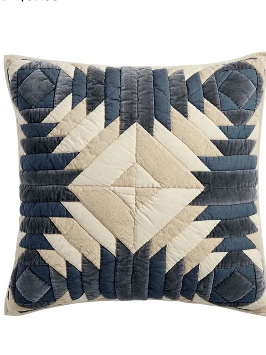 Pottery Barn Aubrey Velvet Patchwork Quilted EURO Sham 1