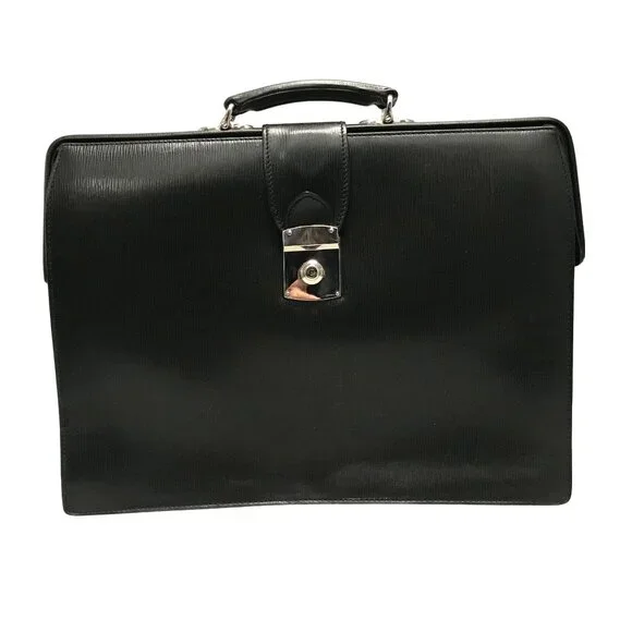 Elegant Black Leather Italian Briefcase Professional Business Luxury Bag