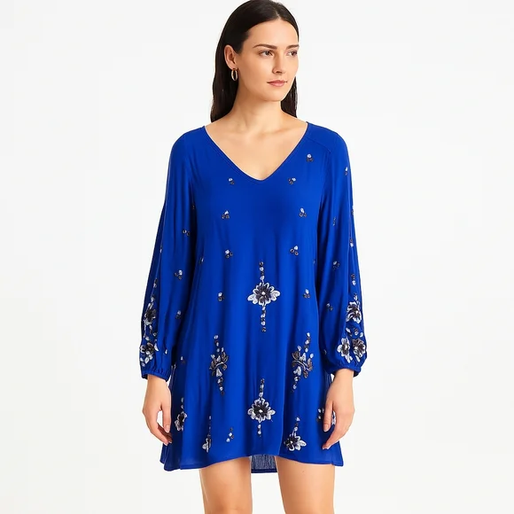 Free People | Boho Oversized Long Sleeve‎ Dress Small