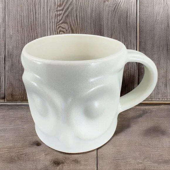 Pottery Barn Stoneware Pottery OWL Coffee Mug‎ Cup Shaped Whimsical Bird Mug
