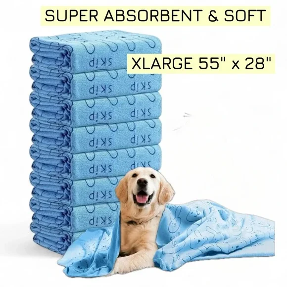 Quick Drying Super Absorbent Microfiber Pet Quick Drying XLARGE‎ Bath Towels 2pk