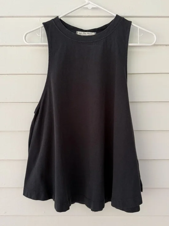 Free People We The Free Black Swing Tank Top Medium Oversized Cotton Sleeveless