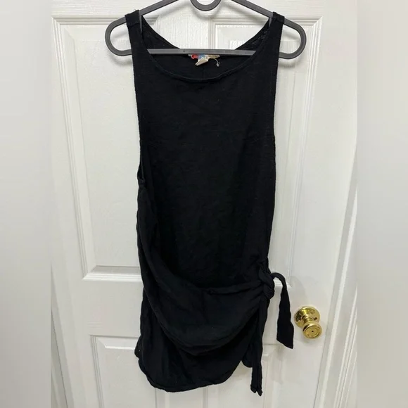 Free People Beach Black Cotton Faux Wrap Dress Size Small