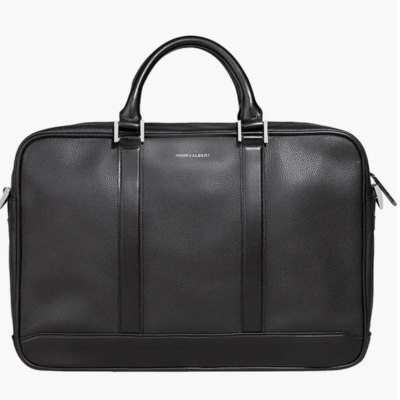 🖤EUC Hook & Albert Luxury Genuine Pebble Leather Adjustable Crossbody Briefcase