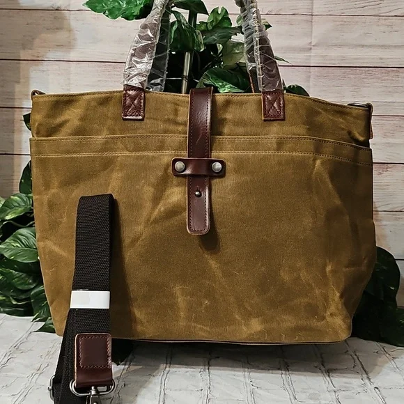 Oiled Canvas Tote/Crossbody Bag In Spice NWOT