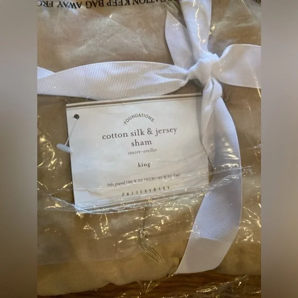 Pottery Barn Camel Brown Cotton Silk Jersey King Pillow Cover Sham‎ New