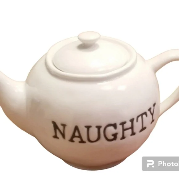 sale Pottery Barn ceramic teapot holiday Christmas decor Reversible