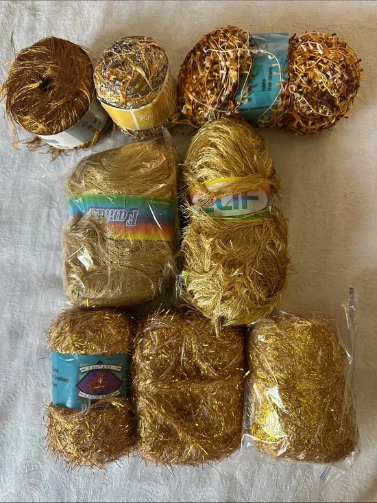 Yarn Bundle Gold Decorative Eyelash Party Yarn Multipack