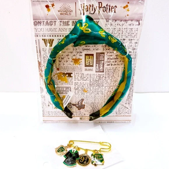 NEW! Harry Potter Slytherin House Headband Metal House Logo Emblem Pin Brooches