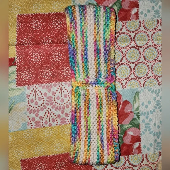 Girls crochet head band rainbow colors GUC