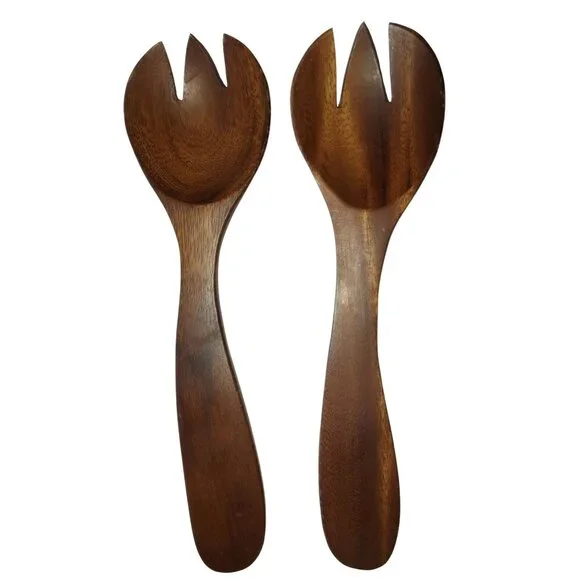 Salad Serving Forks Wood - Lot of 2 (12