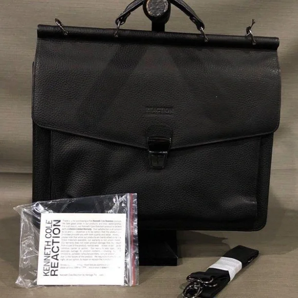 Reaction Kenneth Cole Leather Laptop Briefcase NWT