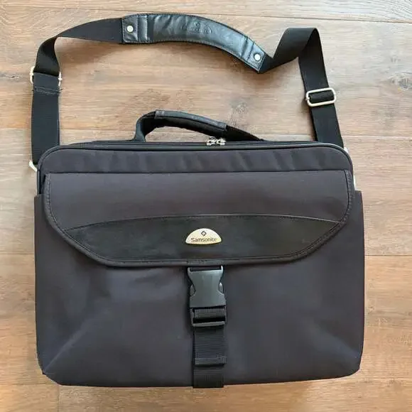 Samsonite Black Nylon Laptop Briefcase Business Travel Messenger Bag