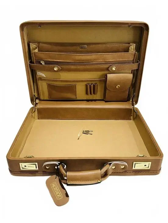 Vintage Heritage Hard Shell Attache' Briefcase Carmel Tan Key Lock Brand New NOS