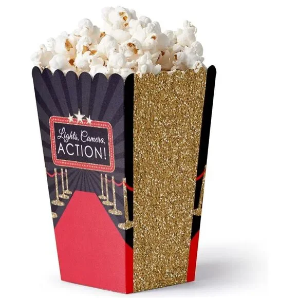 Party decor supplies Red Carpet Movie Night Party Favor Popcorn Treat Boxes 12